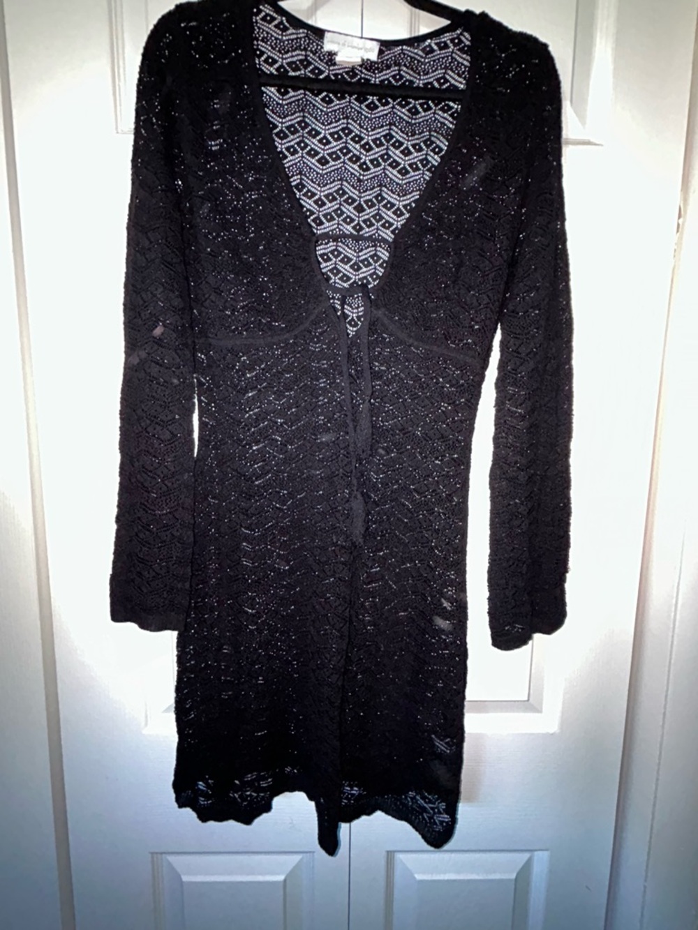 Black Open-Knit Beach Coverup